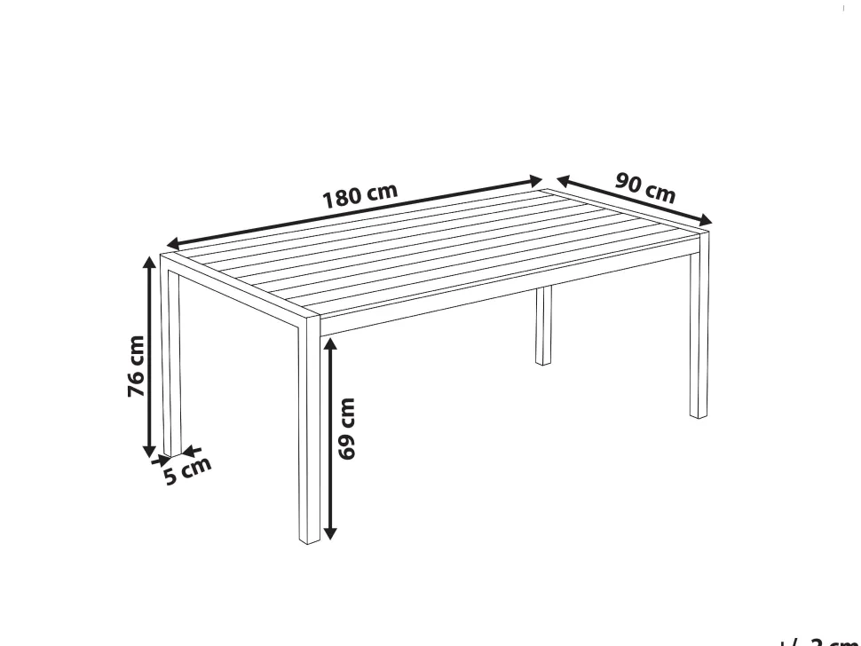 Gartentisch Aluminium Weis 180 X 90 Cm Vernio