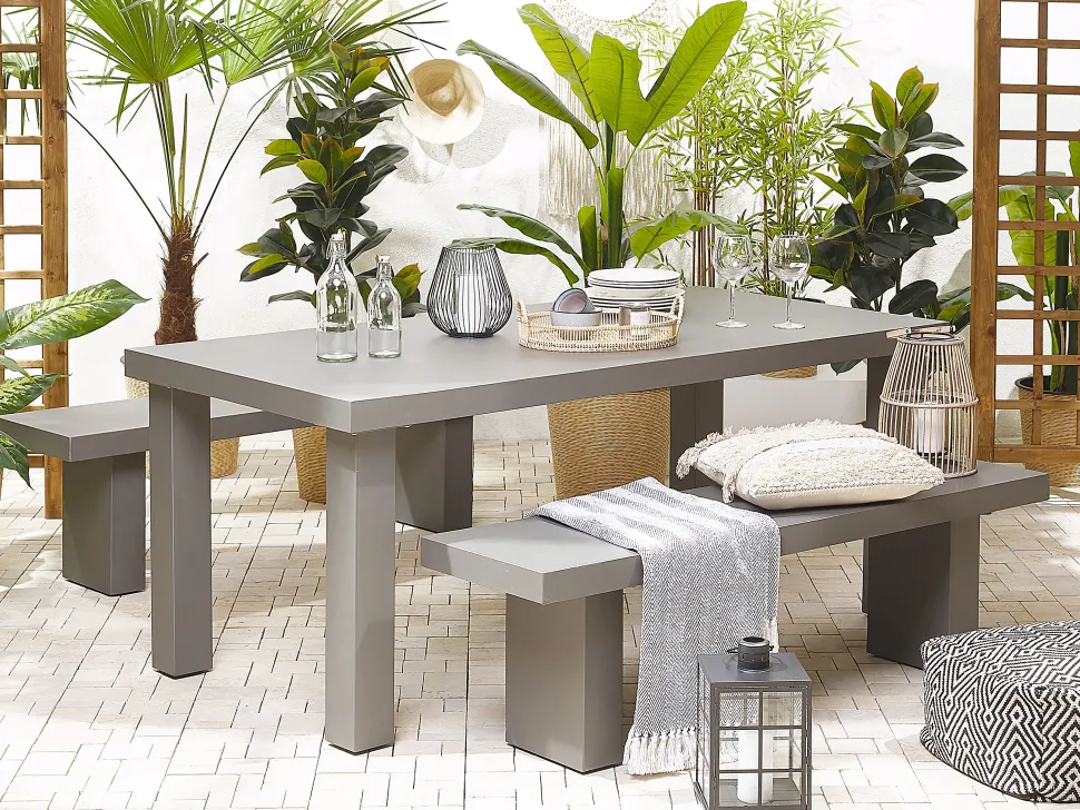 Gartentisch Beton Grau Matt 180 X 90 Cm Taranto