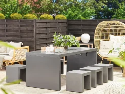 Gartentisch Beton Grau U-Form 180 X 90 Cm Taranto