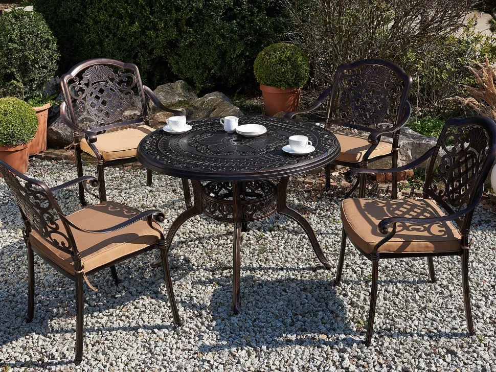 Gartentisch Dunkelbraun Aluminium 102 Cm Salento
