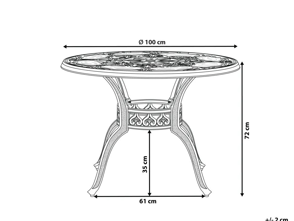 Gartentisch Dunkelbraun Aluminium 100 Cm Sapri