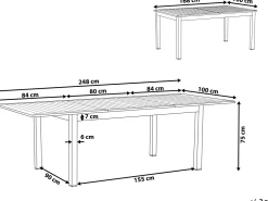 Gartentisch Dunkelgrau Ausziehbar 168/248 X 100 Cm Pancole