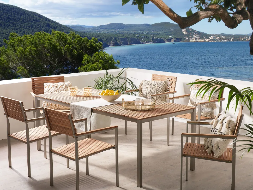 Gartentisch Edelstahl / Teakholz Hellbraun 200 X 90 Cm Viareggio