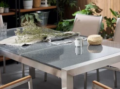 Gartentisch Edelstahl/Granit Grau Poliert 180 X 90 Cm Grosseto