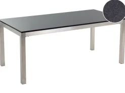 Gartentisch Edelstahl/Naturstein Schwarz Poliert 180 X 90 Cm Einteilige Tischplatte Grosseto