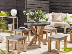 Gartentisch Faserzement Grau 90 Cm Olbia