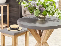 Gartentisch Faserzement Grau 90 Cm Olbia