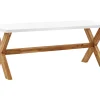 Gartentisch Faserzement Weis / Heller Holzfarbton 200 X 100 Cm Olbia
