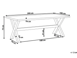 Gartentisch Faserzement Weis / Heller Holzfarbton 200 X 100 Cm Olbia