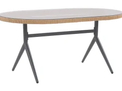 Gartentisch Glas / Rattan Beige 160 X 94 Cm Aliano