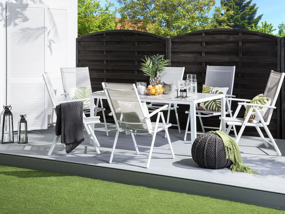 Gartentisch Glas Grau 160 X 90 Cm Catania