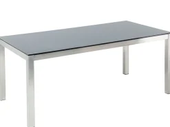 Gartentisch Glas Schwarz 180 X 90 Cm Grosseto
