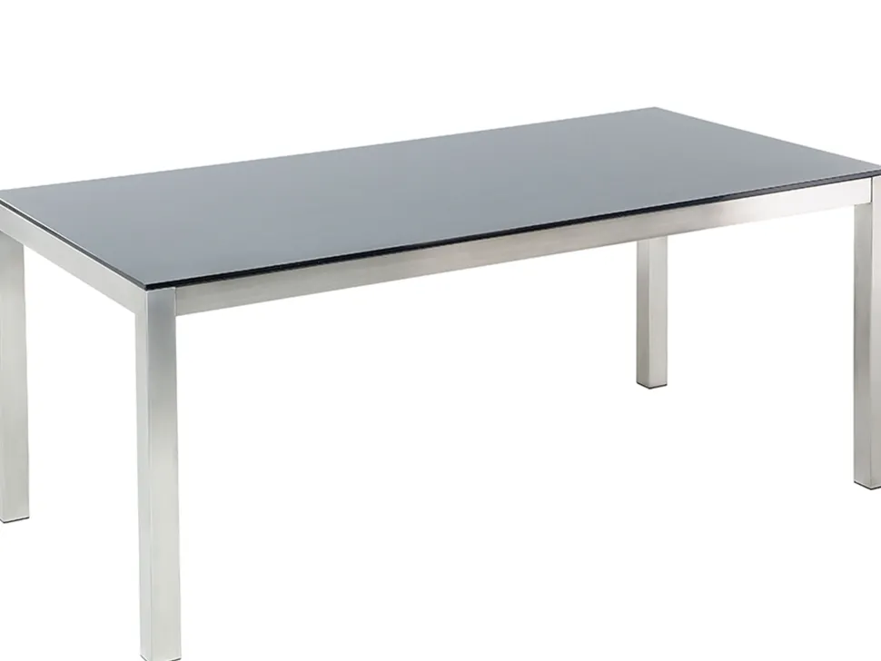Gartentisch Glas Schwarz 180 X 90 Cm Grosseto