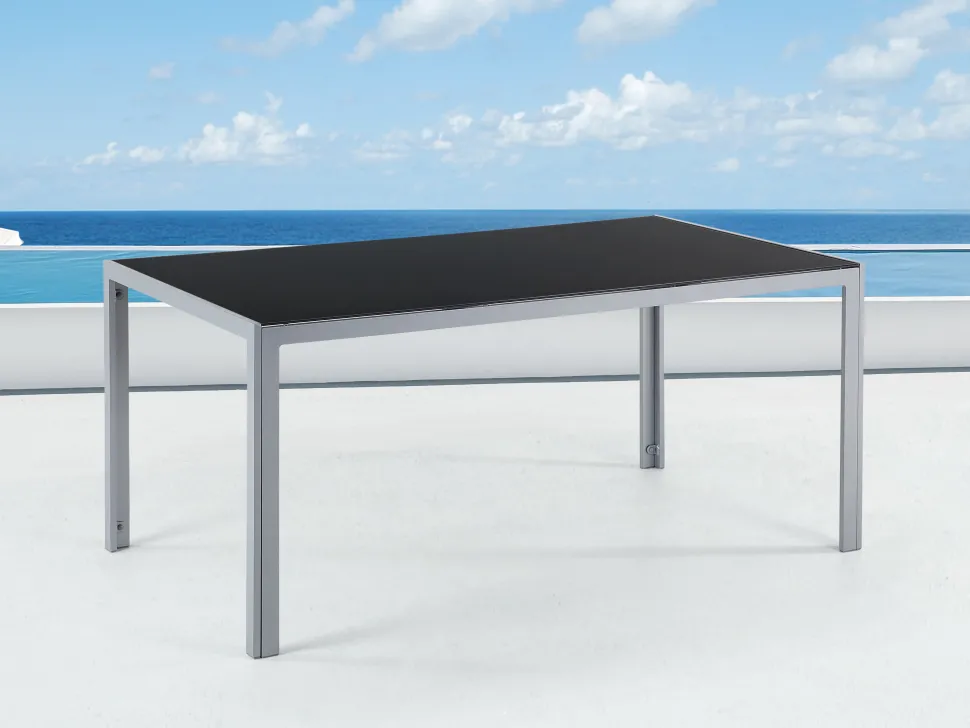 Gartentisch Glas Schwarz 160 X 90 Cm Catania