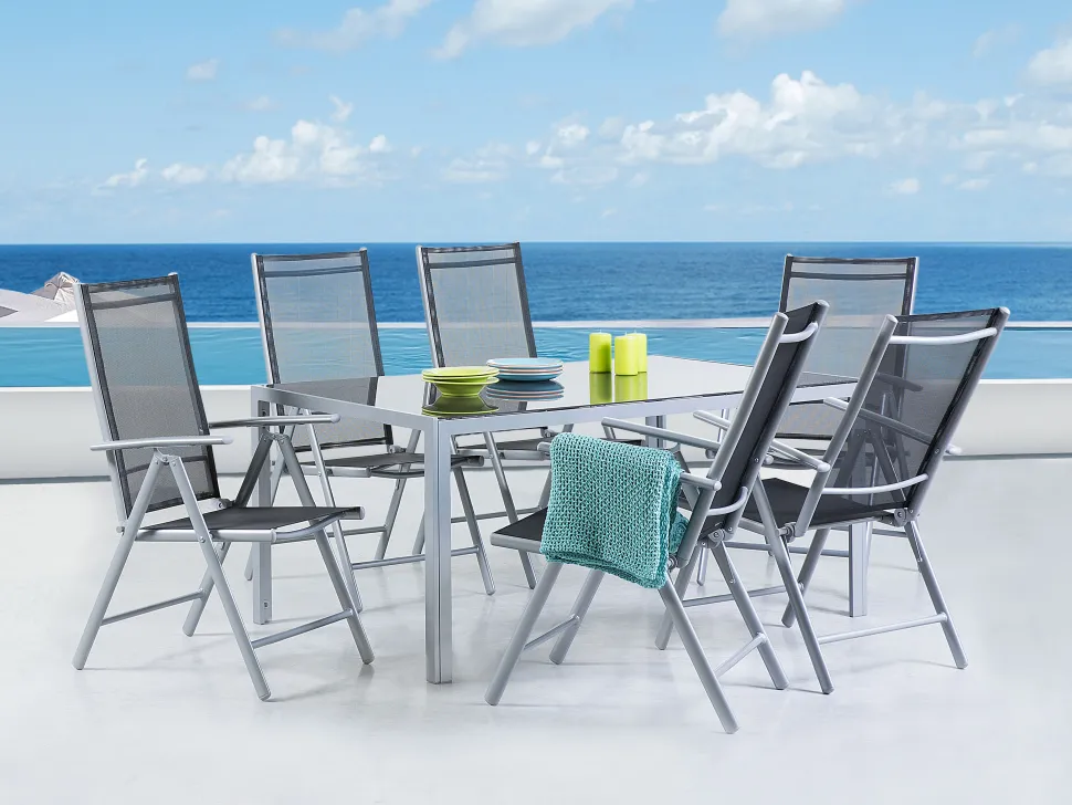 Gartentisch Glas Schwarz 160 X 90 Cm Catania