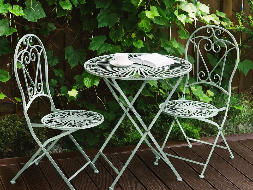 Gartentisch Grun Metall 70 Cm Zusammenklappbar Trento