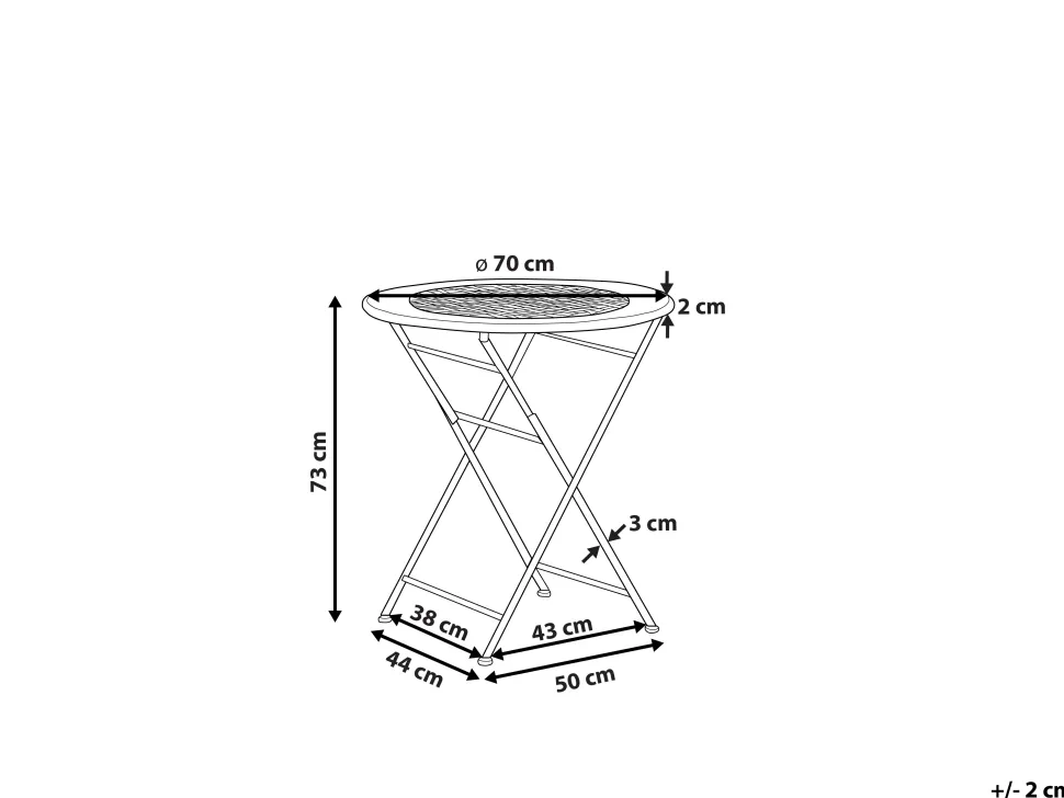 Gartentisch Hellgrun Metall 70 Cm Zusammenklappbar Bivio
