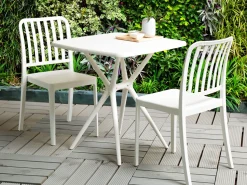 Gartentisch Kunststoff Weis 70 X 70 Cm Sersale