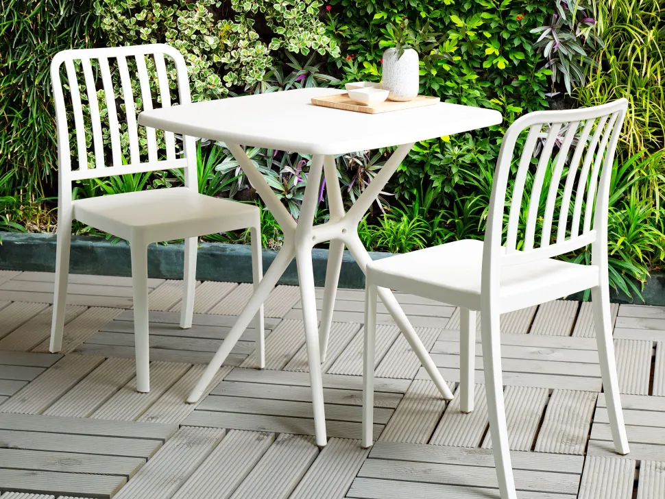 Gartentisch Kunststoff Weis 70 X 70 Cm Sersale