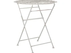 Gartentisch Metall Cremeweis O 70 Cm Zusammenklappbar Stiffe