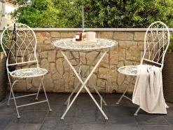 Gartentisch Metall Cremeweis O 70 Cm Zusammenklappbar Stiffe