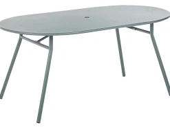 Gartentisch Metall Hellblau 160 X 90 Cm Calvi