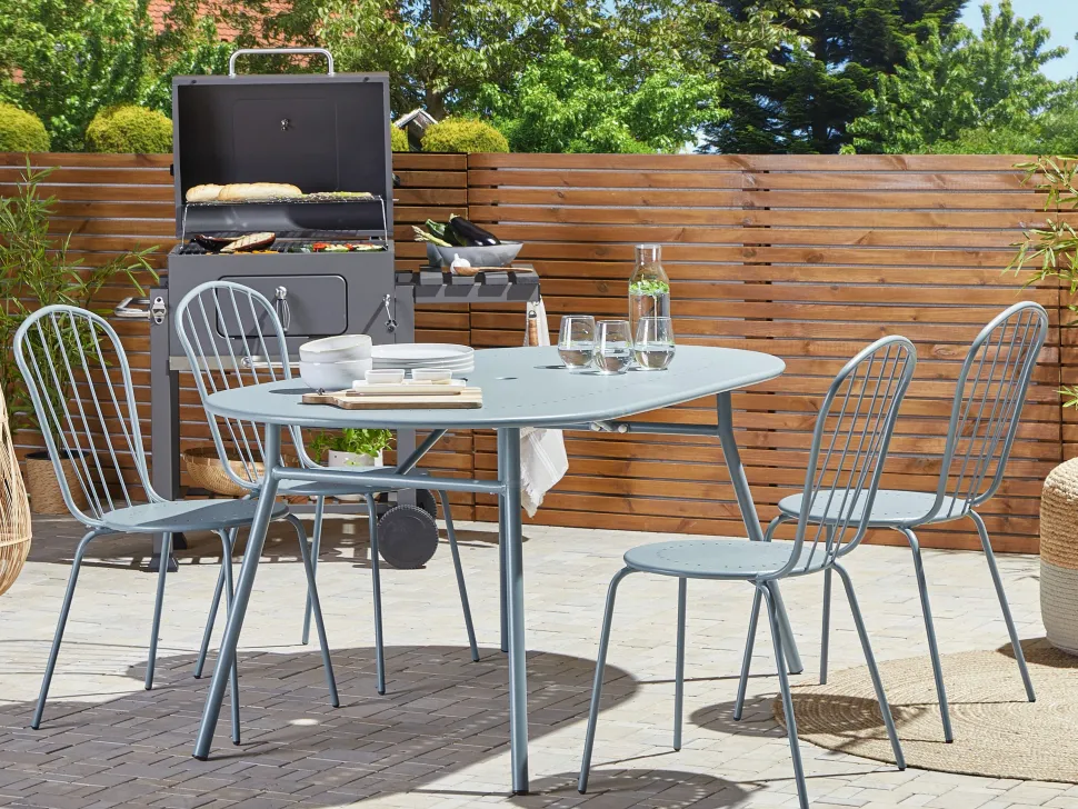 Gartentisch Metall Hellblau 160 X 90 Cm Calvi