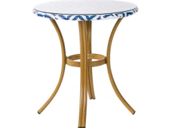 Gartentisch Rattan Blau / Weis O 70 Cm Rifreddo