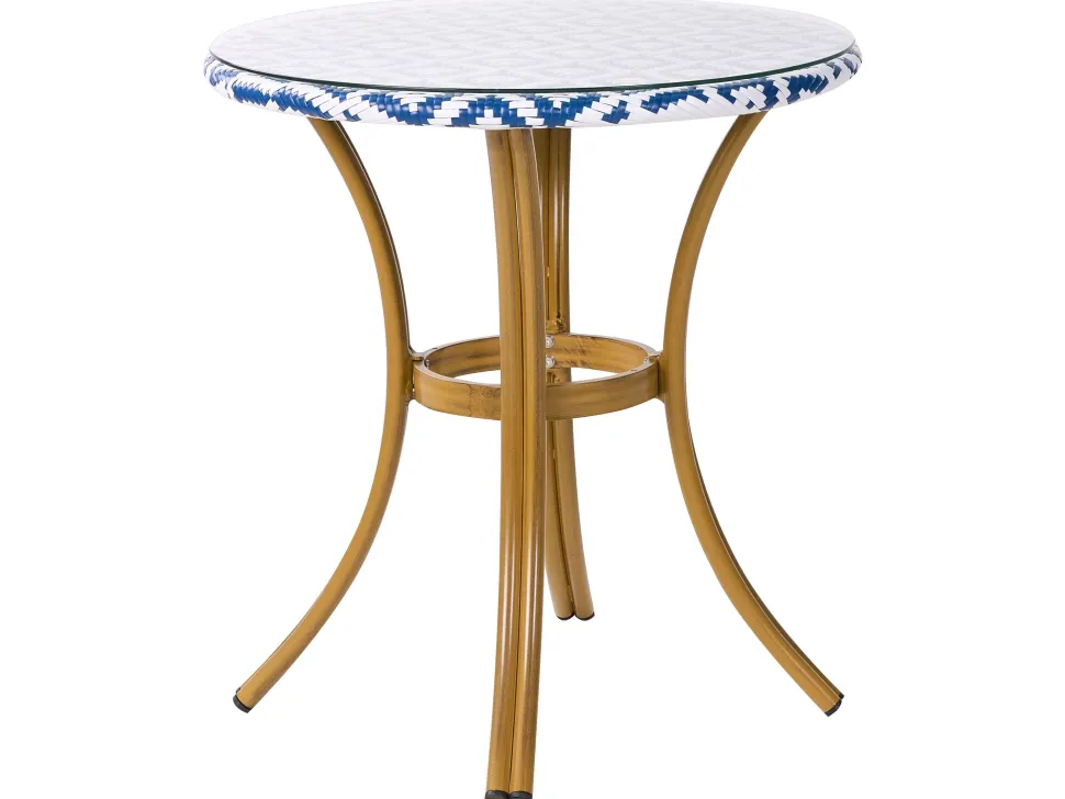 Gartentisch Rattan Blau / Weis O 70 Cm Rifreddo