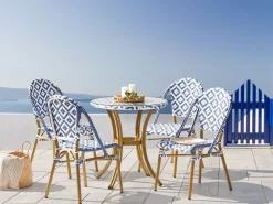 Gartentisch Rattan Blau / Weis O 70 Cm Rifreddo