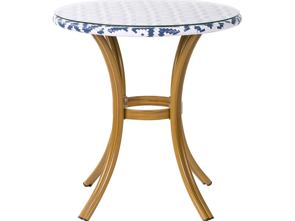Gartentisch Rattan Blau / Weis O 70 Cm Rifreddo