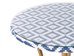 Gartentisch Rattan Blau / Weis O 70 Cm Rifreddo
