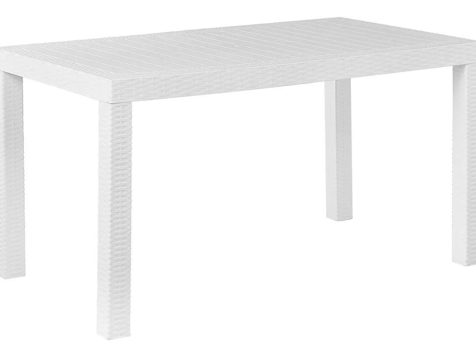 Gartentisch Rattanoptik Weis 140 X 80 Cm Fossano