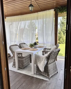 Gartentisch Rattanoptik Weis 140 X 80 Cm Fossano