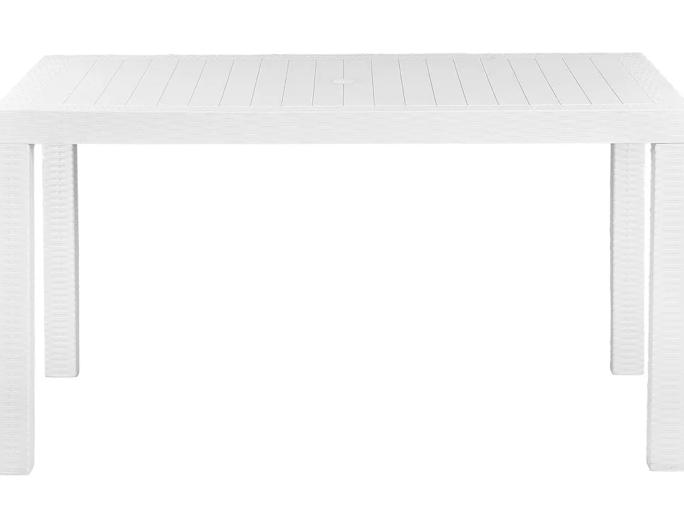 Gartentisch Rattanoptik Weis 140 X 80 Cm Fossano