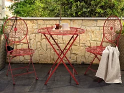 Gartentisch Rot Metall 70 Cm Rund Scario