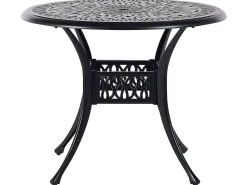 Gartentisch Schwarz Aluminium 90 Cm Ancona