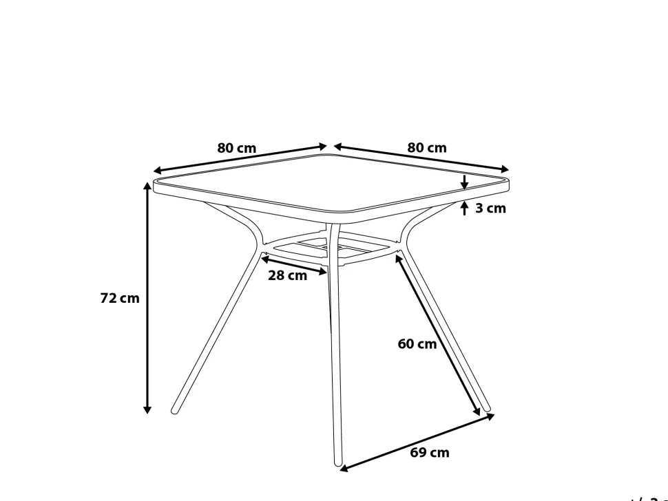 Gartentisch Stahl Schwarz 80 X 80 Cm Livo