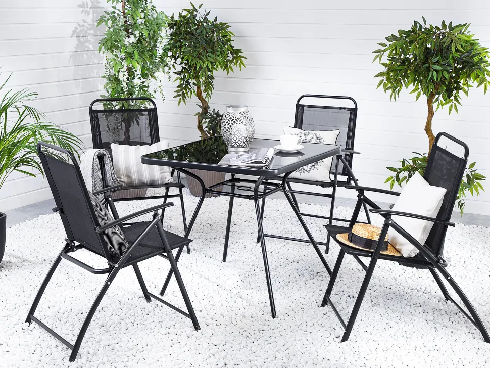 Gartentisch Stahl Schwarz 80 X 80 Cm Livo