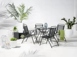 Gartentisch Stahl Schwarz 80 X 80 Cm Livo