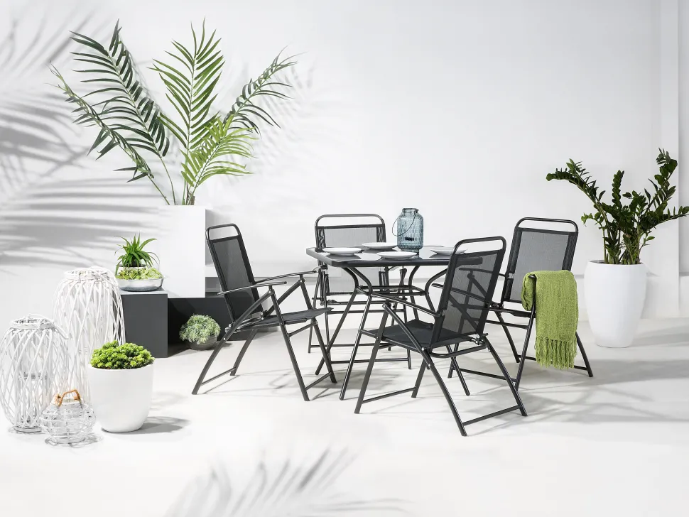Gartentisch Stahl Schwarz 80 X 80 Cm Livo