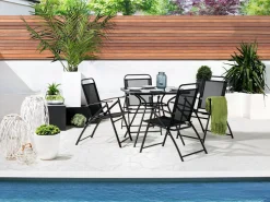 Gartentisch Stahl Schwarz 80 X 80 Cm Livo