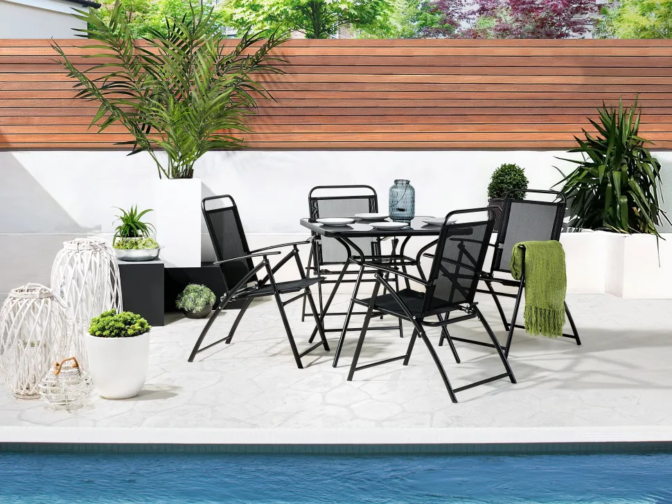 Gartentisch Stahl Schwarz 80 X 80 Cm Livo