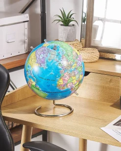 Globus Blau Mit Magneten Edelstahl-Standfus 29 Cm Cartier