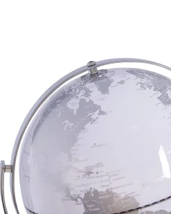 Globus Weis / Silber Stahl-Standfus 33 Cm Drake