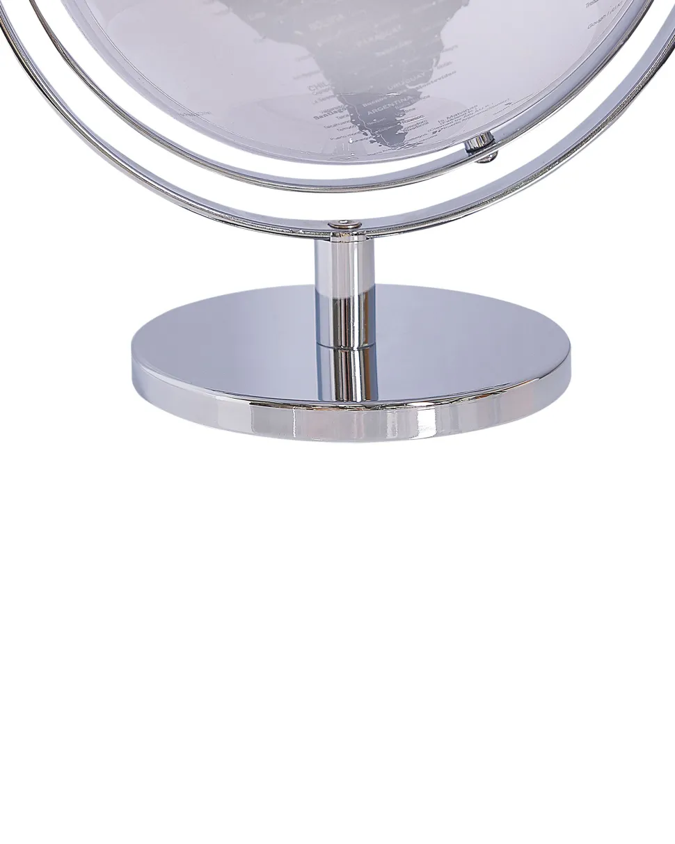 Globus Weis / Silber Stahl-Standfus 33 Cm Drake