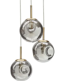 Hangelampe 3-Flammig Aus Transparentem Glas Und Messing Ralfes
