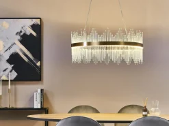 Hangelampe Led Transparent / Gold Kristall-Optik Ringform Yorkin
