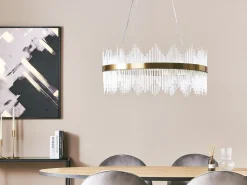 Hangelampe Led Transparent / Gold Kristall-Optik Ringform Yorkin