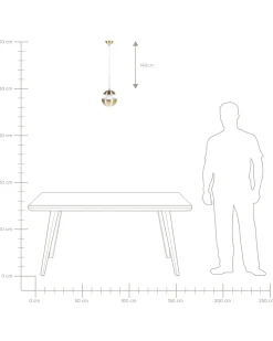 Hangelampe Metall Messingfarben / Weis Glanzend Kugelform Bojana